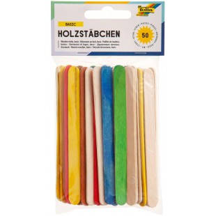 Batonnets en bois coloris assortis 50 pieces