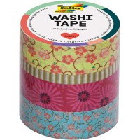 26405 Lot de 4 Rubans Autocollants Washi Tape Motifs Floraux