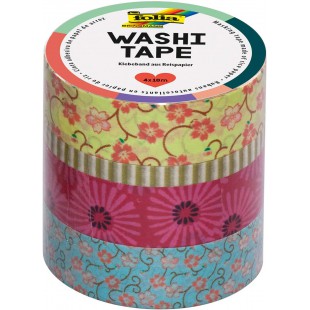 26405 Lot de 4 Rubans Autocollants Washi Tape Motifs Floraux