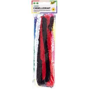 772109 - Fil chenille, 10 pieces assorties en 10 couleurs, extra moelleux, diametre 20 mm et longueur 50 cm, ideal pour bricoler