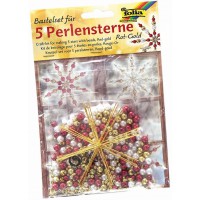 12520 Kit de Bricolage pour 5 etoiles en Perles Rouge/dore/Blanc Perle Ideal comme decoration de Noel