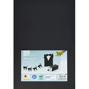 6390 - Lot de 50 feuilles de papier de couleur - Noir - Format A3-130 g/m² - Pour le bricolage et la conception creative des car