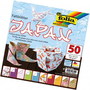 492/2020 - Feuilles Pliantes japonaises 20 x 20 cm, 80 g/m², 50 Feuilles Assorties en 10 Motifs - Ideal pour de Magnifiques Figu