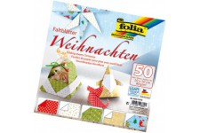 493/1010 Lot de 50 Feuilles a  Plier pour Noel 10 x 10 cm, 80 g/m², 50 Feuilles Assorties dans 5 Motifs - Ideal pour realiser de