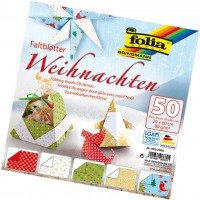 493/2020 Lot de 50 Feuilles a  Plier pour Noel 20 x 20 cm, 80 g/m², 50 Feuilles Assorties dans 5 Motifs - Ideal pour realiser de