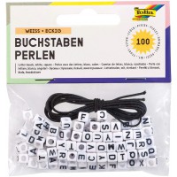 33903 - Rubber Boucles Lettres Perles, 100 Pieces, Blanc