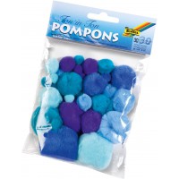 Lot de 30 Pompons 50393 - Bleu Ton sur Ton - Differentes Tailles