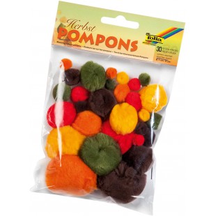 50396 - Pompons, Lot de 30 Assorties de differentes Tailles, Automne