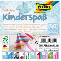 494/1010 - Feuilles Pliantes Amusantes pour Enfants, 10 x 10 cm, 80 g/m², 50 Feuilles Assorties dans 10 Motifs - Ideal pour de M