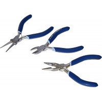 23005 Lot de 3 pinces a  bijoux en acier inoxydable avec pince coupante laterale et pince ronde 11,4 cm