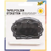 39201 Lot de 6 etiquettes autocollantes pour tableau noir avec stylo steatite en 3 formes assorties pour decorer et ecrire Taill