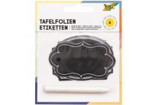 39201 Lot de 6 etiquettes autocollantes pour tableau noir avec stylo steatite en 3 formes assorties pour decorer et ecrire Taill