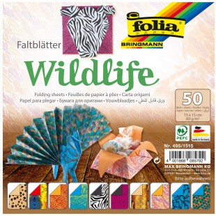Wildlife 495/1515 Lot de 50 Feuilles a  Plier 10 Motifs 15 x 15 cm 80 g/m²
