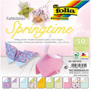 497/1515 Springtime Lot de 50 Feuilles Pliantes 15 x 15 cm 80 g/m² Assorties en 10 Motifs - Ideal pour realiser de Magnifiques F