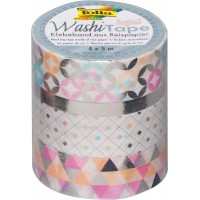 26417 Ruban adhesif decoratif de papier washi tape Hot Foil Argent, Lot de 4