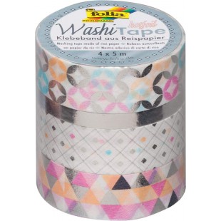 26417 Ruban adhesif decoratif de papier washi tape Hot Foil Argent, Lot de 4