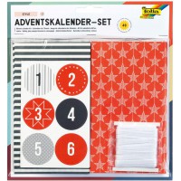 9395 - Calendrier de l'Avent style avec 24 sachets en papier de qualite alimentaire de 10 x 17,5 x 5,5 cm, ruban de satin de 7 m