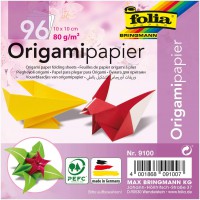 9100 Lot de 96 Feuilles a  Plier Origami 10 x 10 cm, 80 g/m², Assorties en 12 Couleurs differentes - Ideal pour Le Pliage du Pap