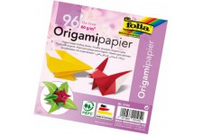 Folia Pliable Feuilles Origami 80 g/m², 96 Feuilles en 12 Couleurs Assorties, 13 x 13 cm