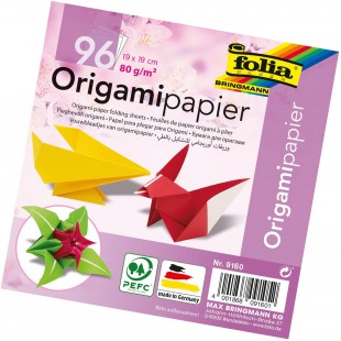 pliable Feuilles Origami 80 g/m², 96 feuilles en 12 couleurs assorties, Papier, 19 x 19 cm