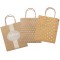 sacs en papier kraft marron X-mas en partie avec gaufrage thermique - 12 x 5,5 x 15 cm - Assortiment de 3 motifs - Pou