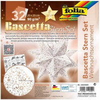410/2020 Bascetta Decoration de Noel en forme d'etoile Blanc/cuivre 32 feuilles 20 x 20 cm Taille finie de l'etoile env. 30 cm A