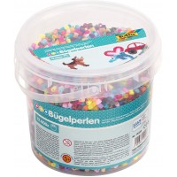 - Seau de 12 000 Perles a  Repasser Assorties en 22 Couleurs differentes, diametre : Environ 5 mm, Excellent complement aux plaq