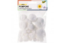 50030 Lot de 30 Pompons Blancs Assortis en 5 Tailles differentes d'env. 10 mm a  50 mm Ideal pour Les Loisirs creatifs