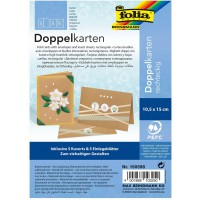 Cartes doubles : environ 10,5 x 15 cm, chacune 5 cartes (220 g/m²), enveloppes et insertions, marron naturel - Ideal pour les in