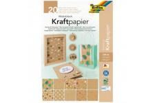 48798 - Bloc de 10 feuilles de papier kraft 120 g/m² et 10 feuilles de carton kraft 230 g/m², DIN A4, couleur unie, avec impress