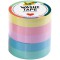 26439 Lot de 5 rubans adhesifs Washi en papier de riz, pastel, 10 m x 10 mm, ideal pour decorer et decorer