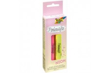 stylos a perles fluo de 30 ml de couleur jaune et rose a base d'eau pour pastilles 3D sur le papier, le textile, le b