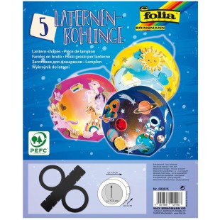 - Lot de 5 lanternes Rondes en Carton Photo-a€ Coller Ensemble-Diametre 19 cm-Decoupe de la fenetre : Environ 13,5 cm, 10128811,