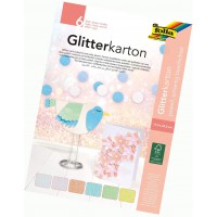 85239 Bloc de 6 Feuilles de Carton a  Paillettes Pastel 300 g/m² 17,4 x 24,5 cm, Multicolore