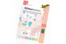 85239 Bloc de 6 Feuilles de Carton a  Paillettes Pastel 300 g/m² 17,4 x 24,5 cm, Multicolore