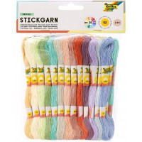 23993 - Fil a  broder pastel, 100 % coton, 52 echeveaux de 8 m, 26 couleurs assorties, pour broderie, nouage et bricolage