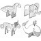 - Lot de 4 Animaux en Carton, 10067513, colore