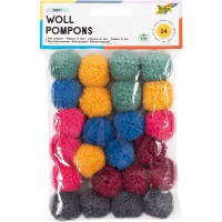 Woll 50241 Lot de 24 pompons de fete en 6 couleurs assorties Env. 3 cm de diametre Ideal pour les loisirs creatifs Multicolore
