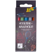 390549 Lot de 5 marqueurs a  craie metallisee 1 a  2 mm Pointe ronde liquide a  base d'eau pour tableaux, tableaux, verre, plast