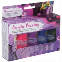 35119 - Lot de 5 peintures de pouring intenses de 60 ml, avec medium de pouring melange.