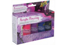 35119 - Lot de 5 peintures de pouring intenses de 60 ml, avec medium de pouring melange.