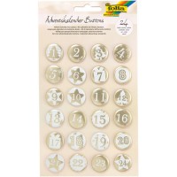 boutons metal nacre pour creer un calendrier de l'Avent personnalise Blanc/dore, taille unique