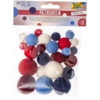 5283 Lot de 25 boules de feutre 100% laine merinos assorties en 5 couleurs et 3 tailles differentes Ideal pour mobiles, guirland