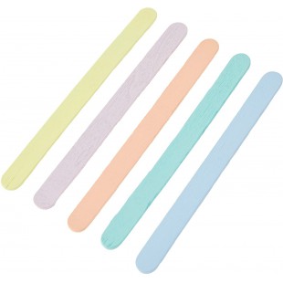 2288 Lot de 50 batonnets en bois pastel, env. 11,4 x 1 x 0,2 cm, 6 couleurs differentes, avec extremites arrondies, ideal pour d