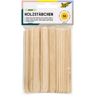 2287 Lot de 50 batonnets en bois naturel Env. 11,4 x 1 x 0,2 cm Avec extremites arrondies Ideal pour decorer, bricoler ou appren