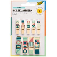 - Lot de 9 Pinces a  Linge en Bois avec Motif Scandi de 2 Tailles differentes, ideales pour accrocher des Notes, des Photos ou d