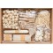 938 - Boite de bricolage en bois avec plus de 590 pieces, de nombreux materiaux differents pour des travaux creatifs et creatifs