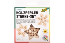 22520 - Lot de Perles Nature », kit de Bricolage avec 160 Boules en Bois et Une Ficelle doree pour Les Enfiler, pour 