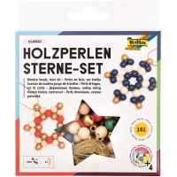 22521 - Kit de Perles Classic » avec 160 Boules en Bois et Une Ficelle doree pour Faire des etoiles et des pendentifs