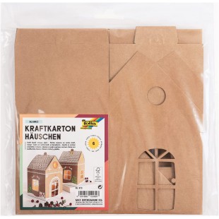 973 - Maisonnette DIY pour 6 Maisons (env. 11 x 11 x 19 cm) en Carton Kraft Non imprime, Qui Peut etre decore Individuellement, 